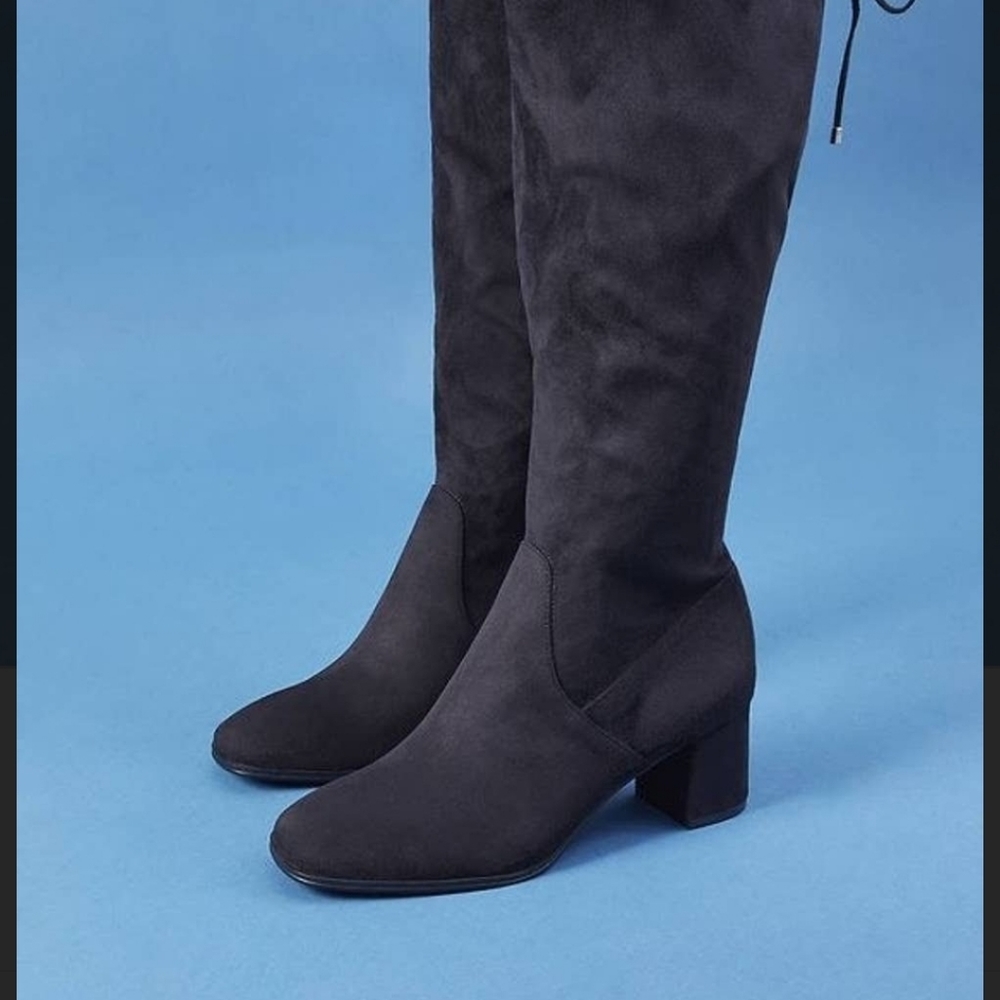 *SOLD* Suede Knee High Block Heel Boots